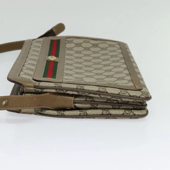 GUCCI GG Supreme Web Sherry Line Shoulder Bag PVC Beige 41 02 090 Auth ki5836 - Picture 4 of 13